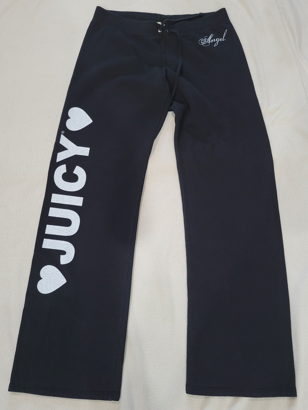RARE Vintage Juicy Couture Black 'Angel' Logo Lounge Pants
